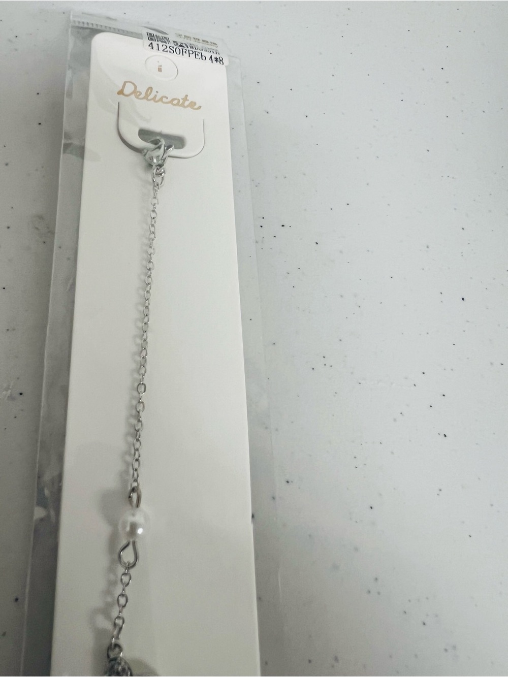 delicates Silver Chain Necklace with Pearl Drop #0028